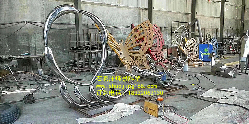 不锈钢锻造鱼群雕塑，不锈钢镜面鱼群雕塑